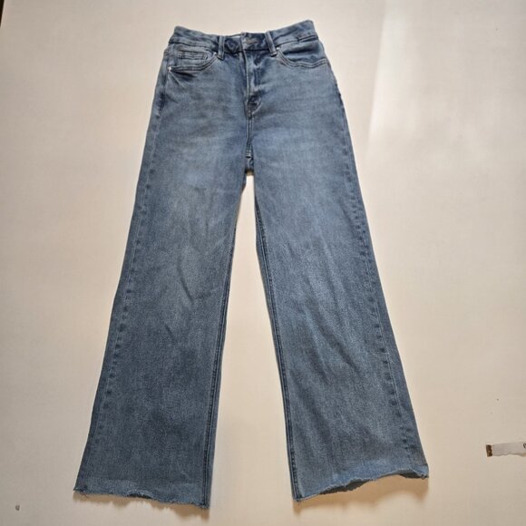 Mica Los Angeles Womens Raw Hem Flare Leg Denim Jeans 26 X 28 Wide Leg MDE-W182 - Picture 1 of 10